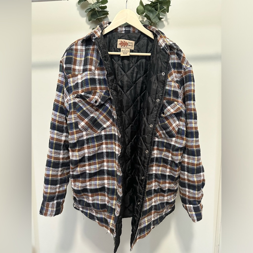 Vintage Blue and Brown Plaid Quilted Jacket size medium